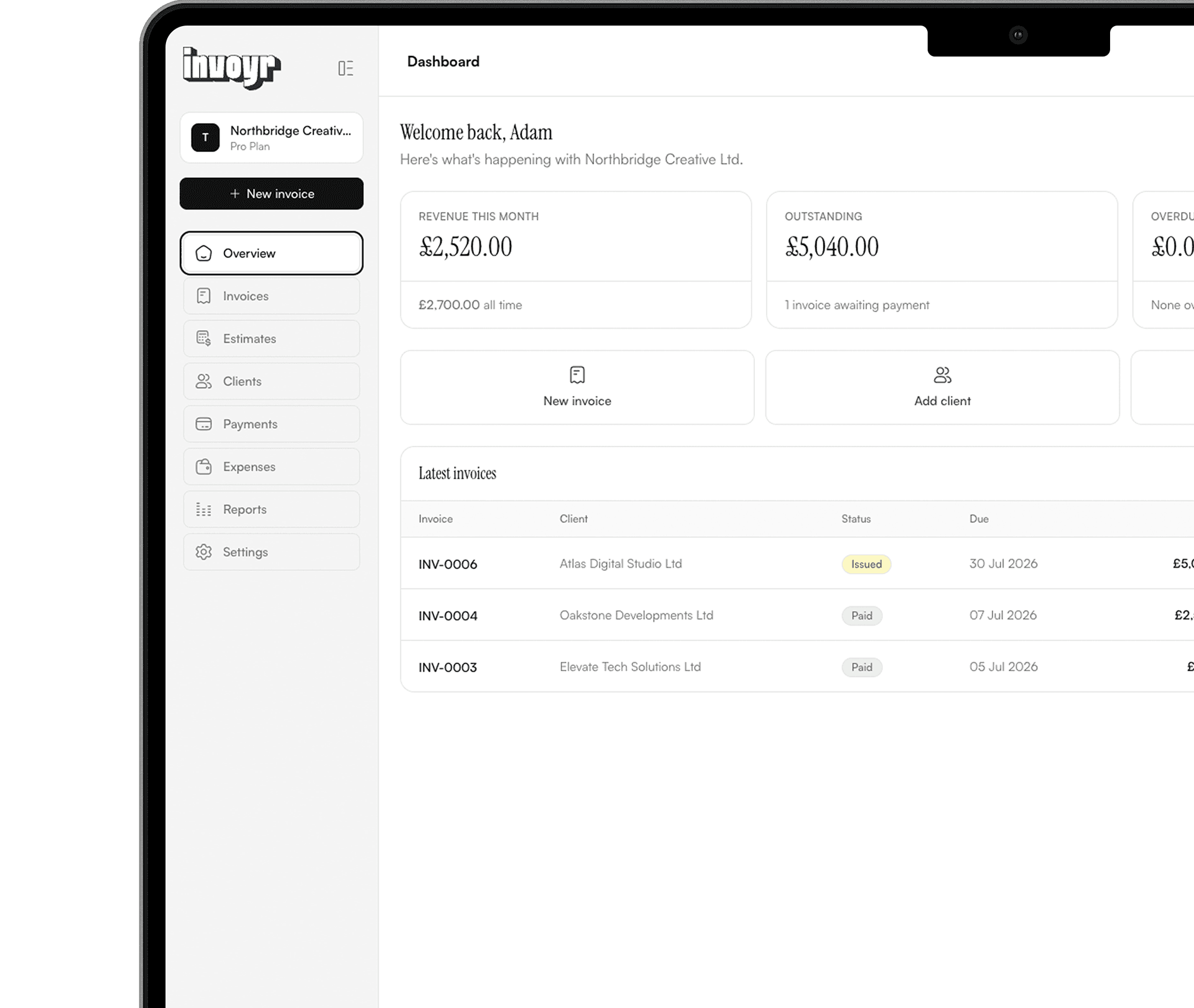 Invoyr dashboard preview